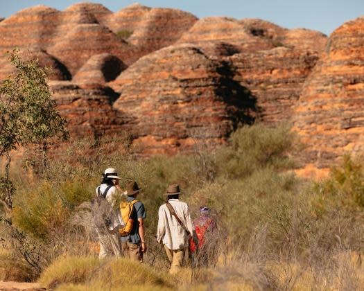 group walking to domes area of purnululu national park tourism western australia