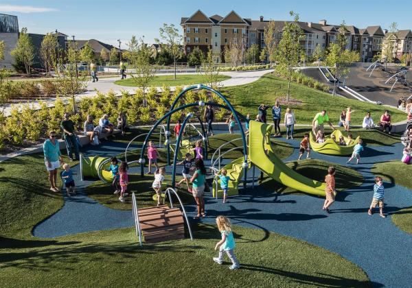 Big playground with kids