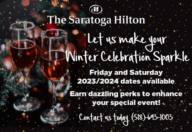 Flyer promoting Hilton holiday parties