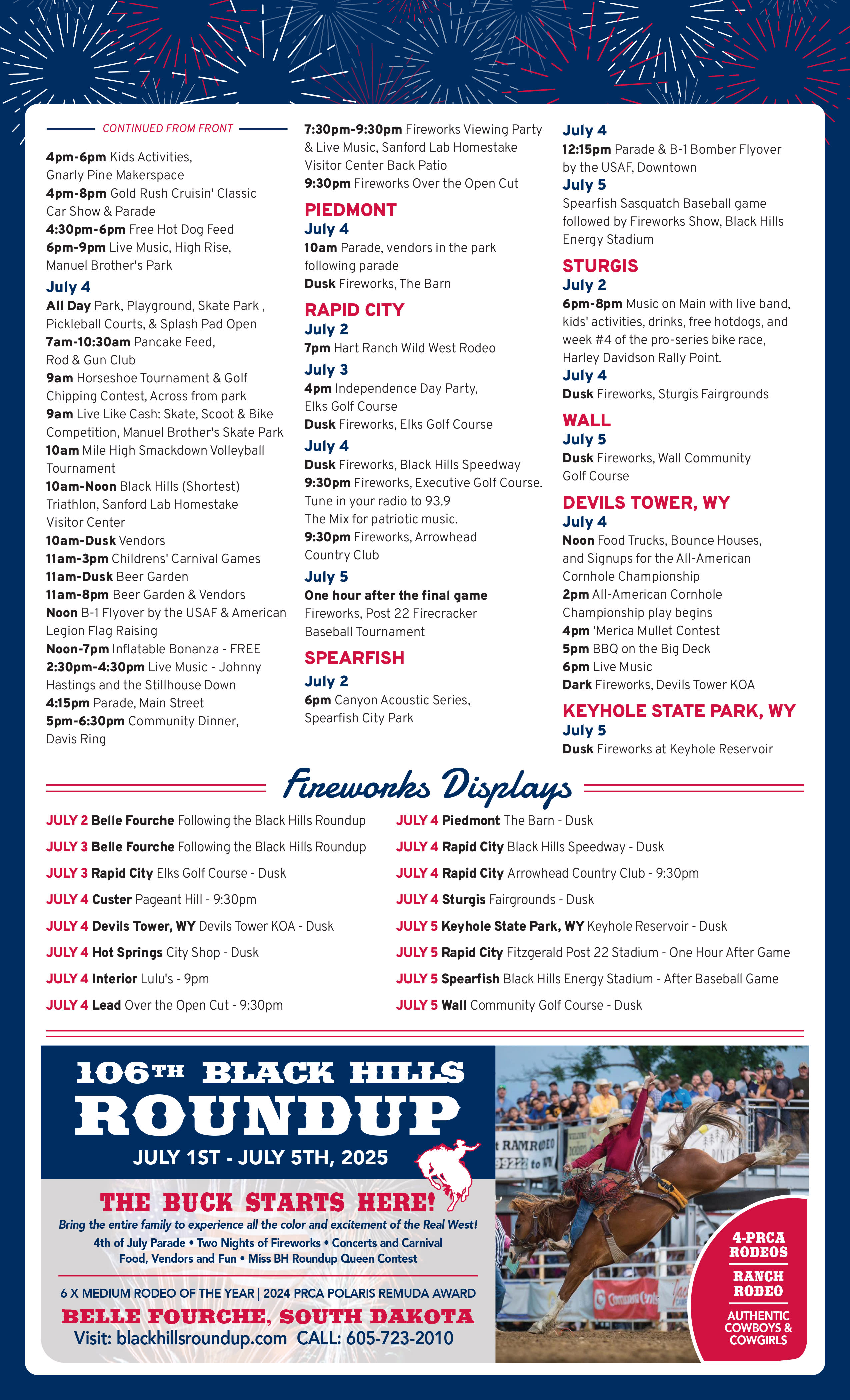 4th of July Calender - Back