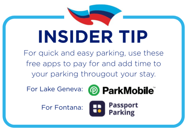 Image showing the two different parking apps that are used in the Lake Geneva region.