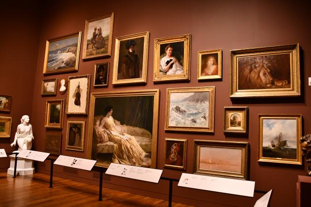A wall of Pre-Raphaelite paintings hangs at Delaware Art Museum in Wilmington, Del.