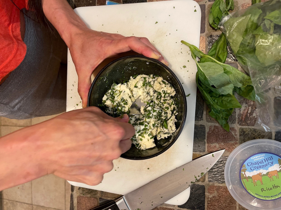 Making Chapel Hill Creamery Herb Ricotta Cheese