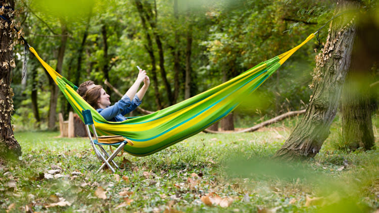 Hammock outdoors in the woods