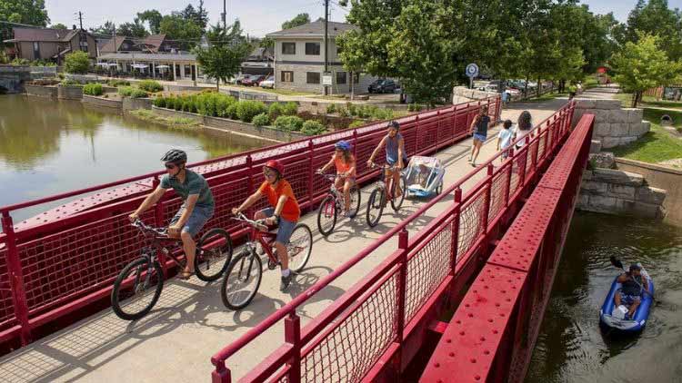 Biking on the Monon Trail in Broad Ripple