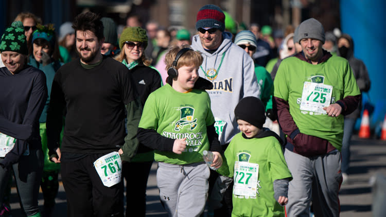 Two Boys Running in Shamrock Run and Walk