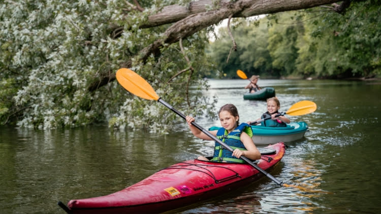 Children Kayaking in the White River 