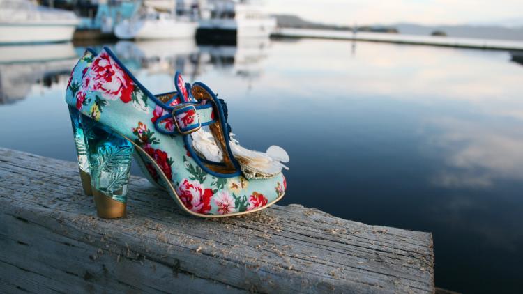 Pair of floral high heels from Shoefly