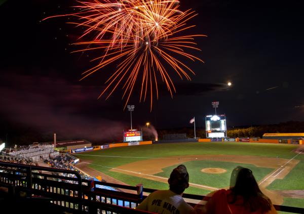 Fireworks at Ripken Stadium in Aberdeen Maryland