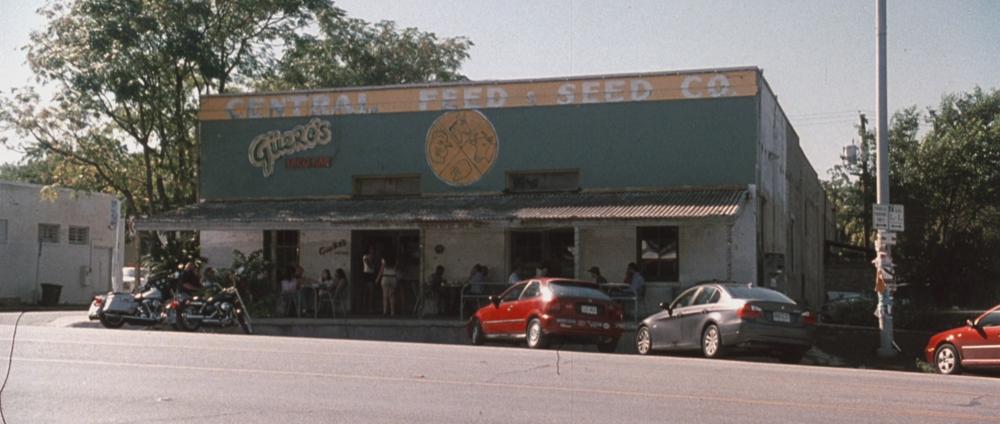 Grindhouse screengrab showing the exterior of Guero's Taco Bar on South Congress