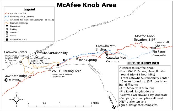 McAfee Knob Hike Trail Map