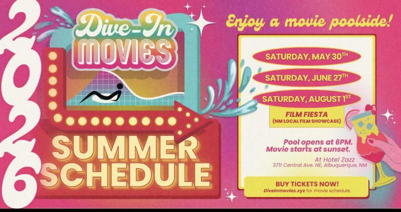 A flyer advertising Dive In Movies at Hotel Zazz.