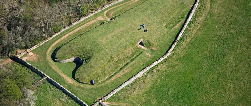 Aerial view of Belas Knap - English Heritage