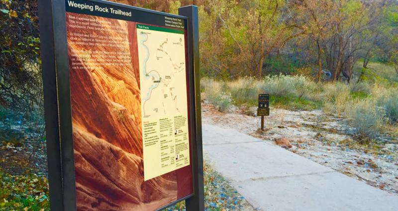 Map in Zion of the Weeping Rock Trail