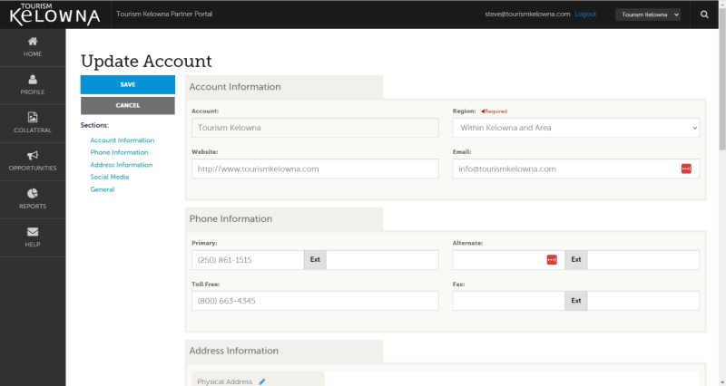 Updating Account information - Partner Portal