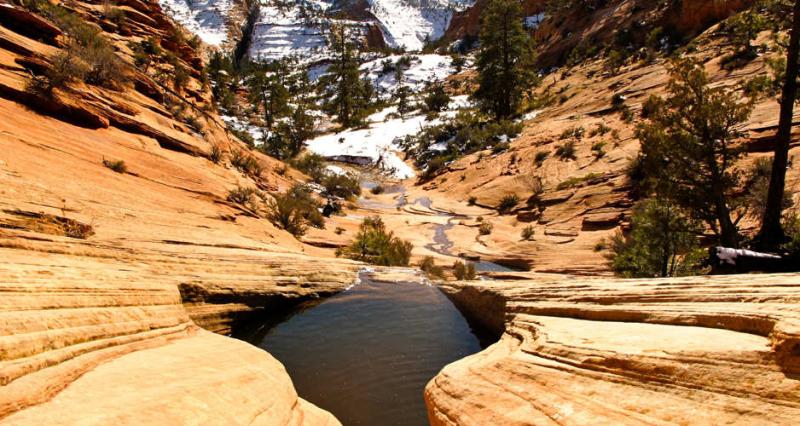 View of pools at Many Pools in Zion National Park.