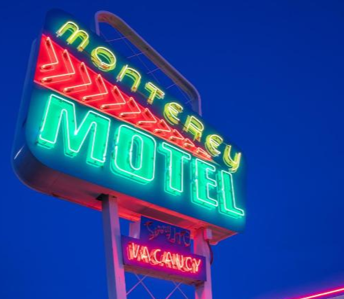 Neon sign at Monterey Motel.