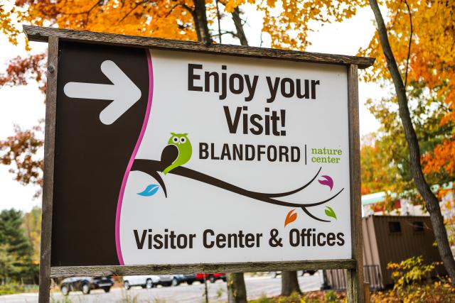 Visitor sign at Blandford Nature Center