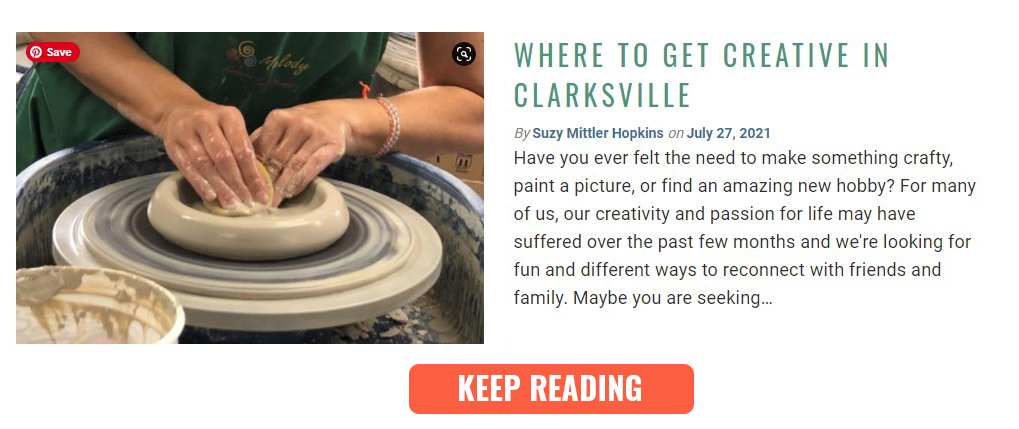 photo of pottery with a blog description