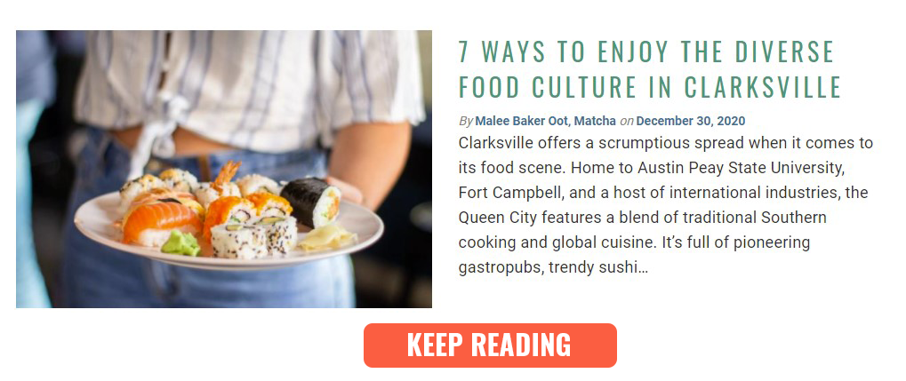 photo of food with a blog description
