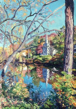 Radu Serban - 10 Church Mirroring in the Creek - oil on canvas - 46x34