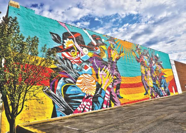 Colorful mural that's a part of The Unexpected Project in Fort Smith, Arkansas.