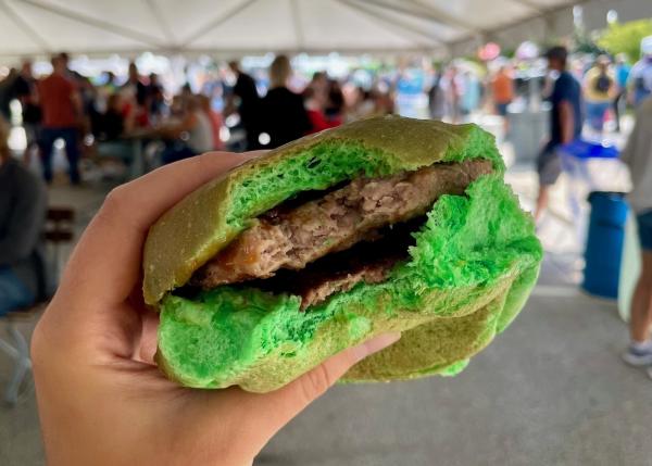 Green burger at Sputnikfest in Manitowoc