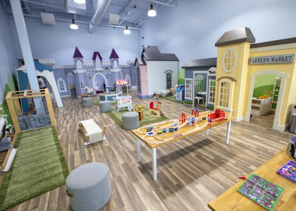 Indoor playground with castle and market at Frogs, Snails, Fairytales