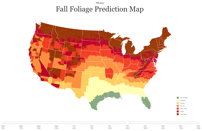 2023 Fall Foliage Prediction Map - SmokyMountains.com