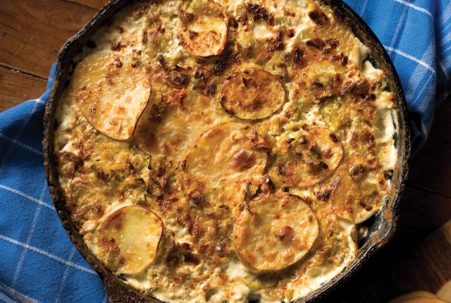 Hatch Green Chile au Gratin Potatoes from Corn Maiden