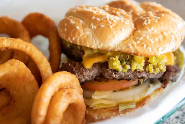 Behold the beauty of a burger at the Bibo Bar and Grill.
