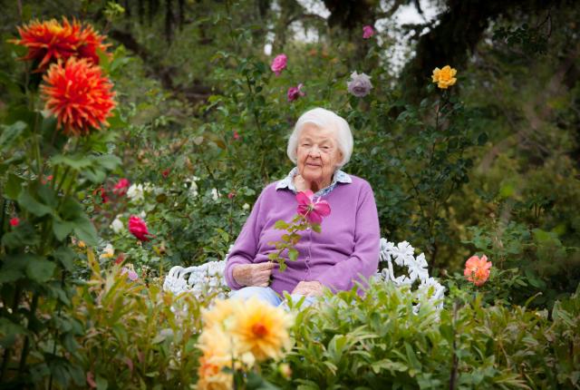 Elspeth Bobbs in her garden