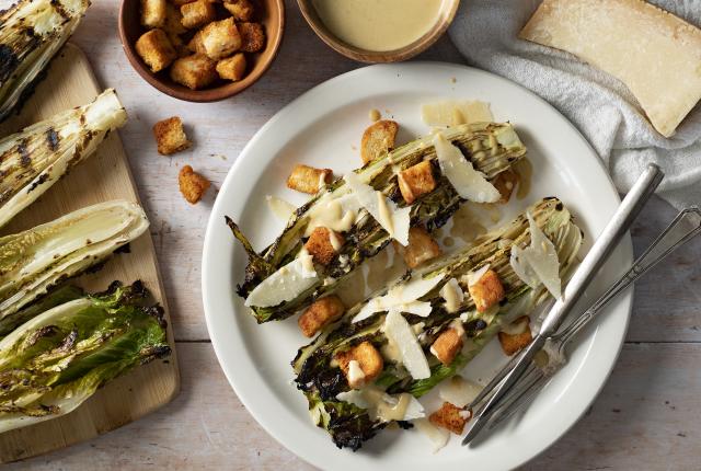 Grilled Southwest Caesar Salad with Cumin Croutons