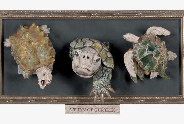 A Turn of Turtles from Mandy Stapleford’s Nobility of Beasts at Taos Center for the Arts