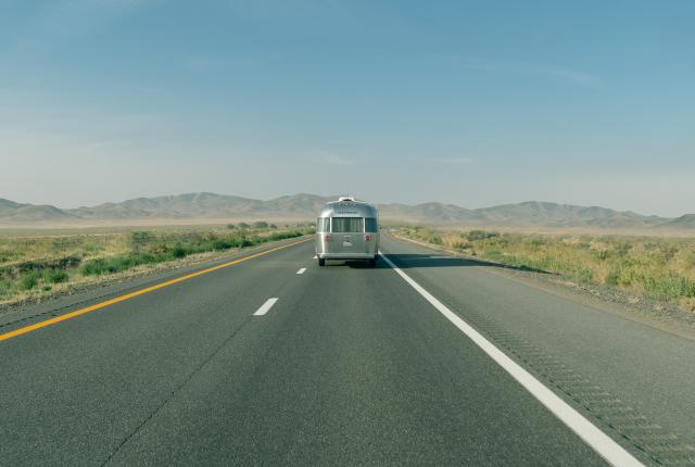 RV Trailer on the road