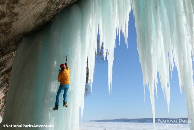 National Parks Adventure, Ice Climbing in Pictured Rocks National Lakeshore