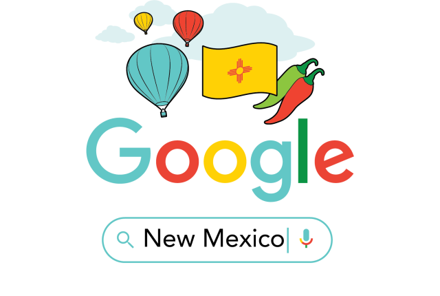 One of our 50 is missing graphic, Google search image with hot air balloons and New Mexico flag.