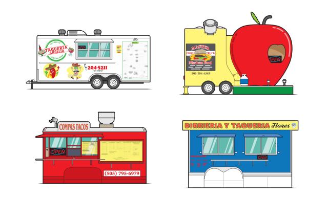 Airport Road taco trucks illustration by Chris Philpot.