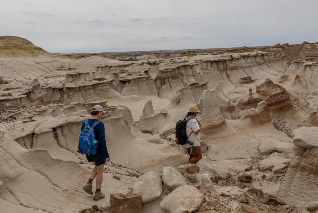 Navajo Tours USA guide Ray Ignacio Jr. leads the way through the Bisti/De-Na-Zin Wilderness Area’s fantastic features.