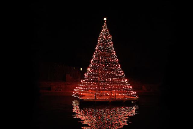 Brilliant displays on docks and islands and in backyards light up the Pecos River.