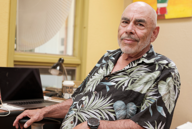 Jimmy Santiago Baca writes from his Albuquerque home office.