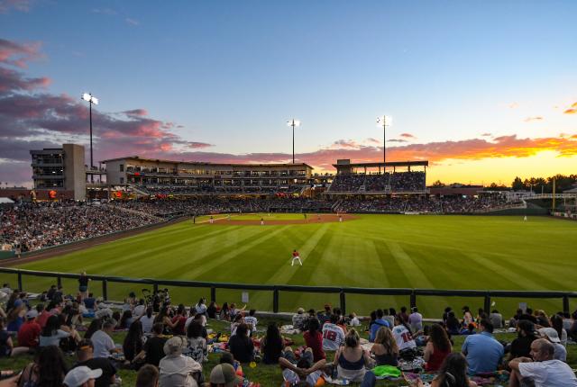 Great views await from the Albuquerque Isotopes right field berm.