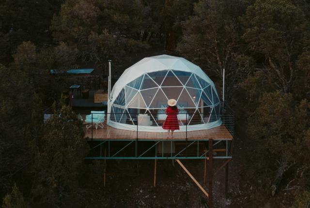 El Místico Ranch's growing collection of domes perch above Nogal Canyon.