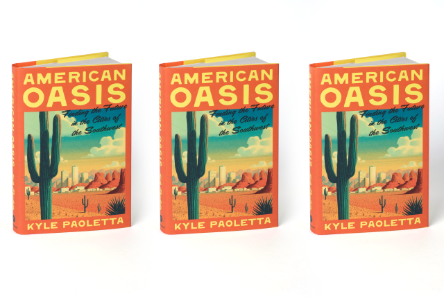 Three copies of book cover for American Oasis by Kyle Paoletta.