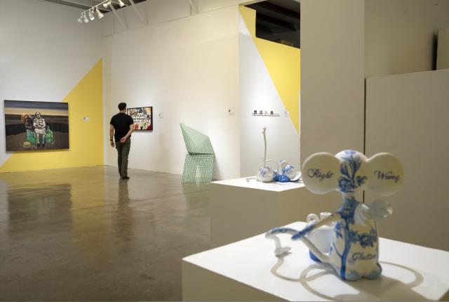 Contemporary paintings and ceramic sculptures fill Kouri + Corrao Gallery in Santa Fe.
