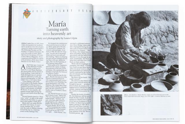 San Ildefonso’s María Martínez makes one of her distinctive pots in this Laura Gilpin black-and-white image, circa 1959.