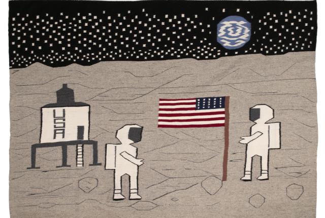 A pictorial weaving by Melissa Benaly (Navajo).