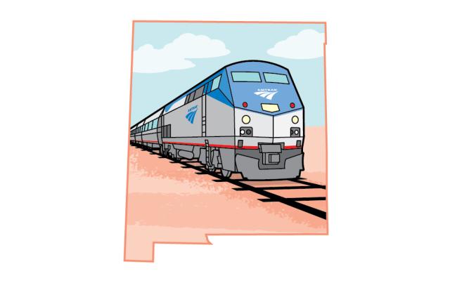 One of Our 50 is Missing New Mexico Amtrak graphic by Chris Philpot.