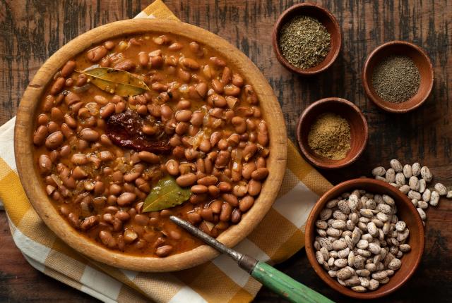 Slow-simmered to perfection, pinto beans are a staple on New Mexican tables.