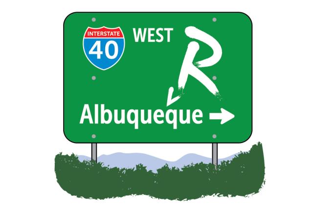 Albuquerque road sign graphic for One of Our 50 is Missing: November.